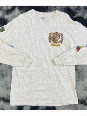 Hanes 2001 Army vs Navy Graphic Grey Long Sleeve Shirt Men's Size L